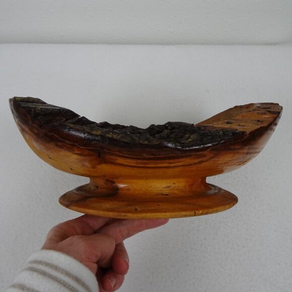Live Edge Wood Bowl Footed Oval Hand Crafted Decor Fruit Candy 11" x 9" x 4.5" - Picture 13 of 14